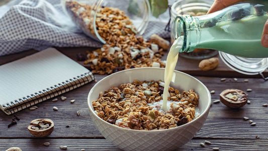 Bowl of granola at the breakfast table